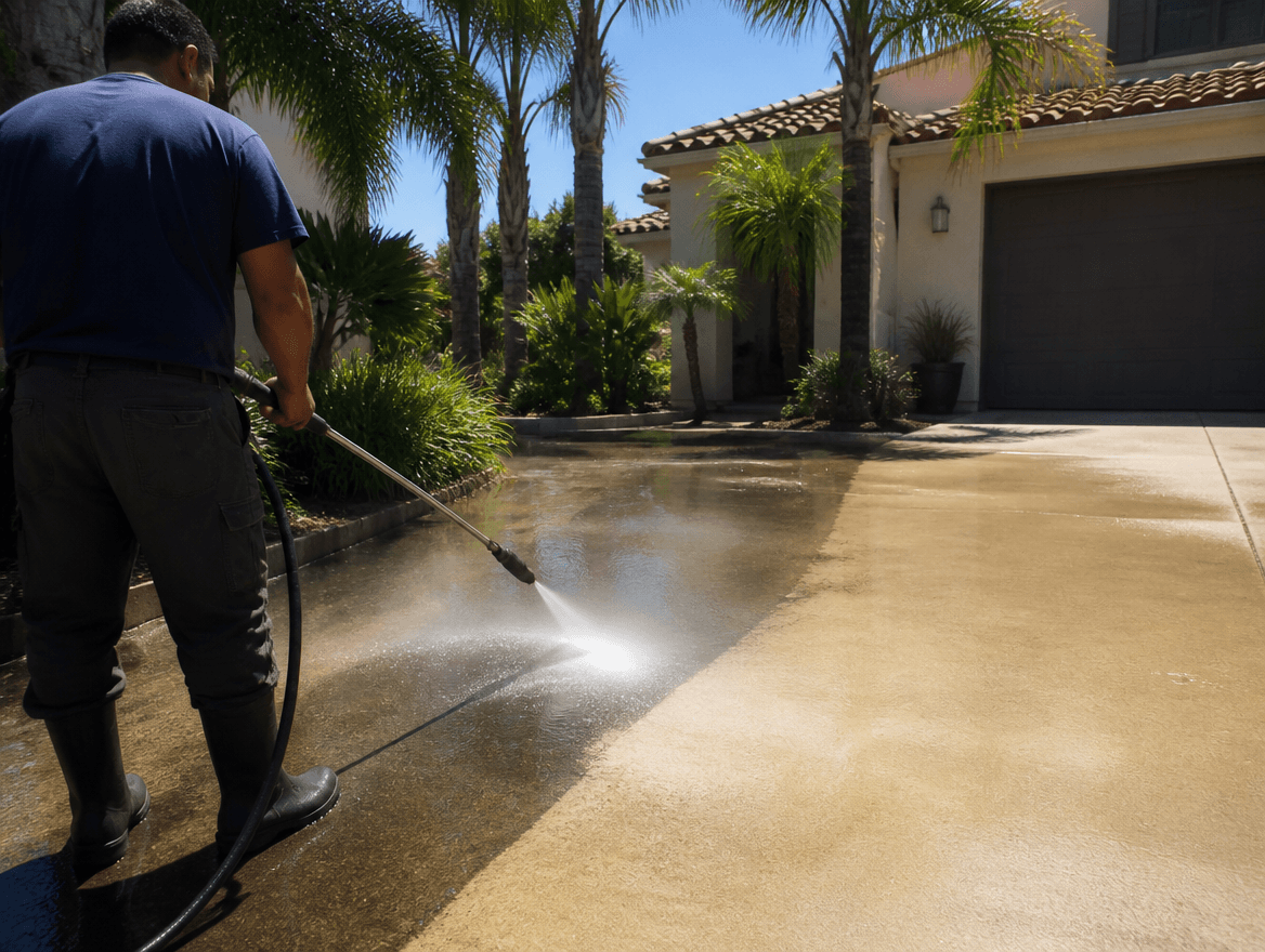 Driveway, blasted clean